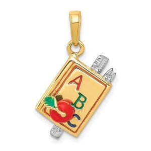 14k Yellow Gold 3D Enameled ABC Schoolbook Pendant